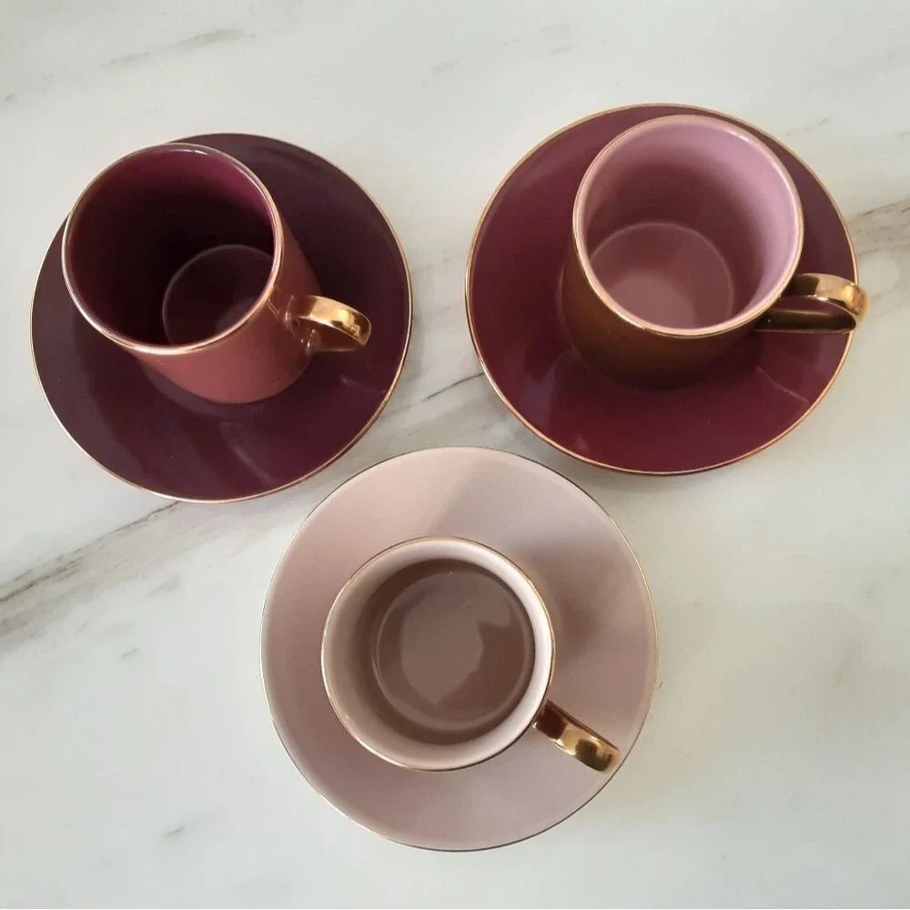 Classic Coffee & Tea Cups and Saucers Set of 3